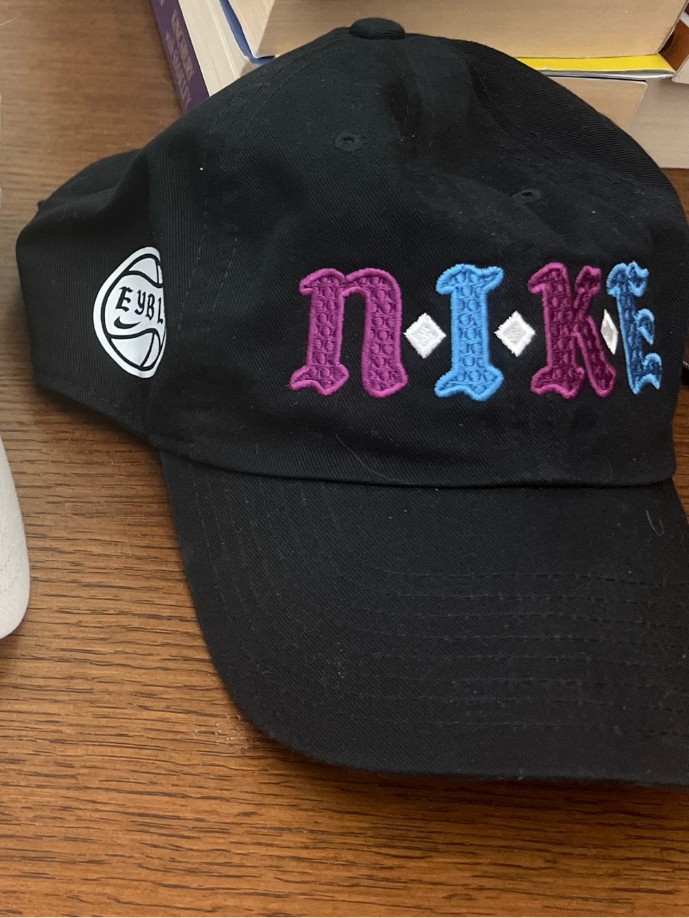 Nike Black Baseball Cap with Purple and Blue Embroidered Logo